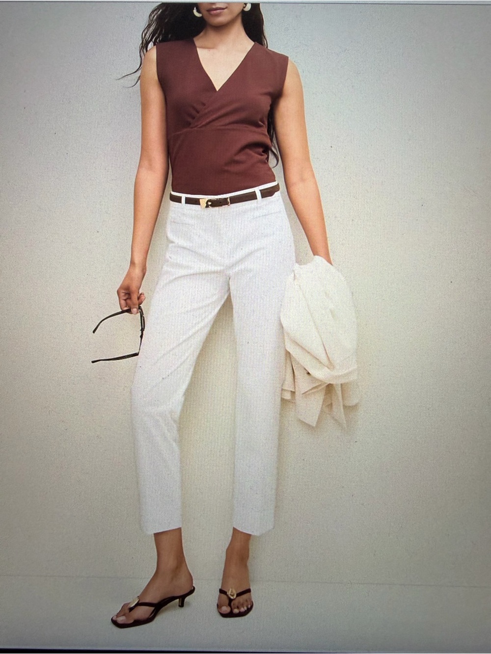 Ann Taylor White Cotton Cropped Straight Leg Pants - 12 Curvy